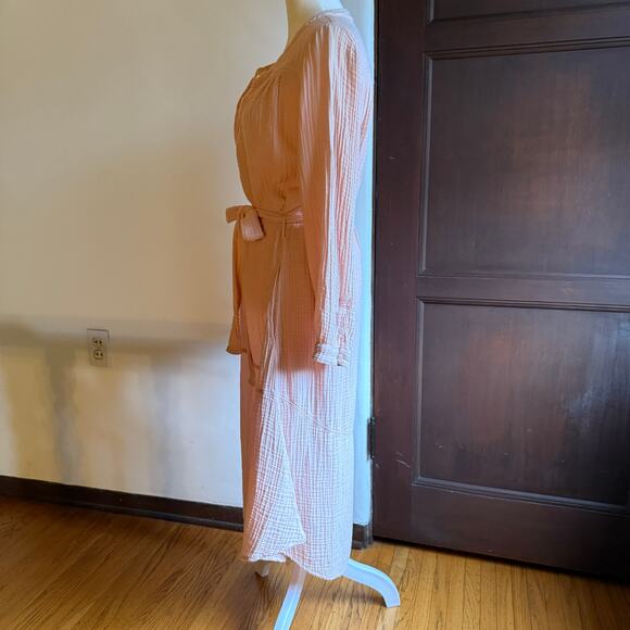 XIRENA | Opal Pink Double Gauze Long Sleeve Midi Dress Extra Small - Picture 3 of 8